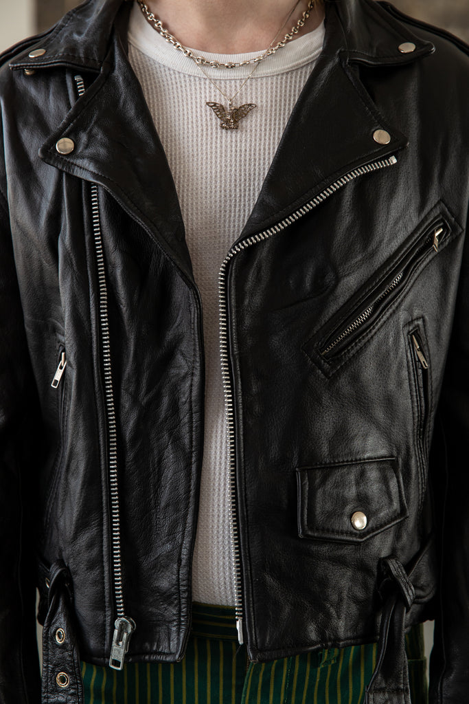 1990's First Genuine Leather Perfecto moto Biker Jacket (Men's Medium)