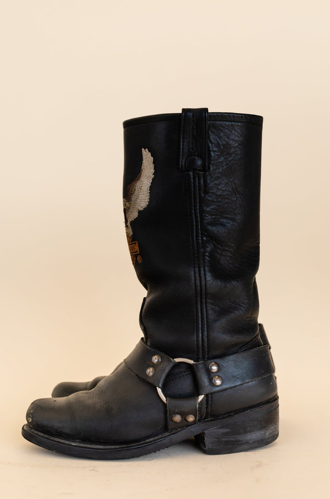 1990's Harley-Davidson Harness Boots with Eagle big logo (Women size 7)