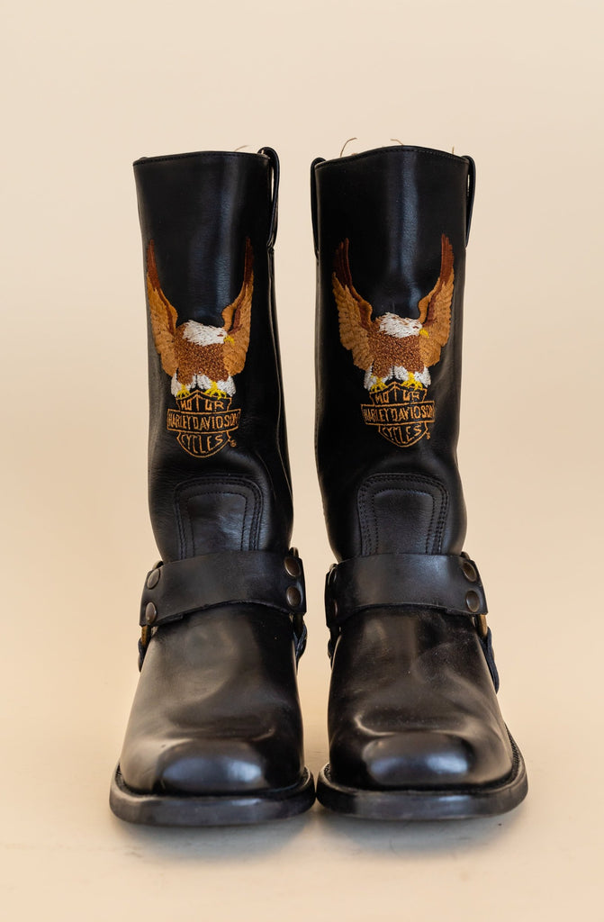1990's Harley-Davidson Harness Leather Boots with Eagle big logo (size women 6)