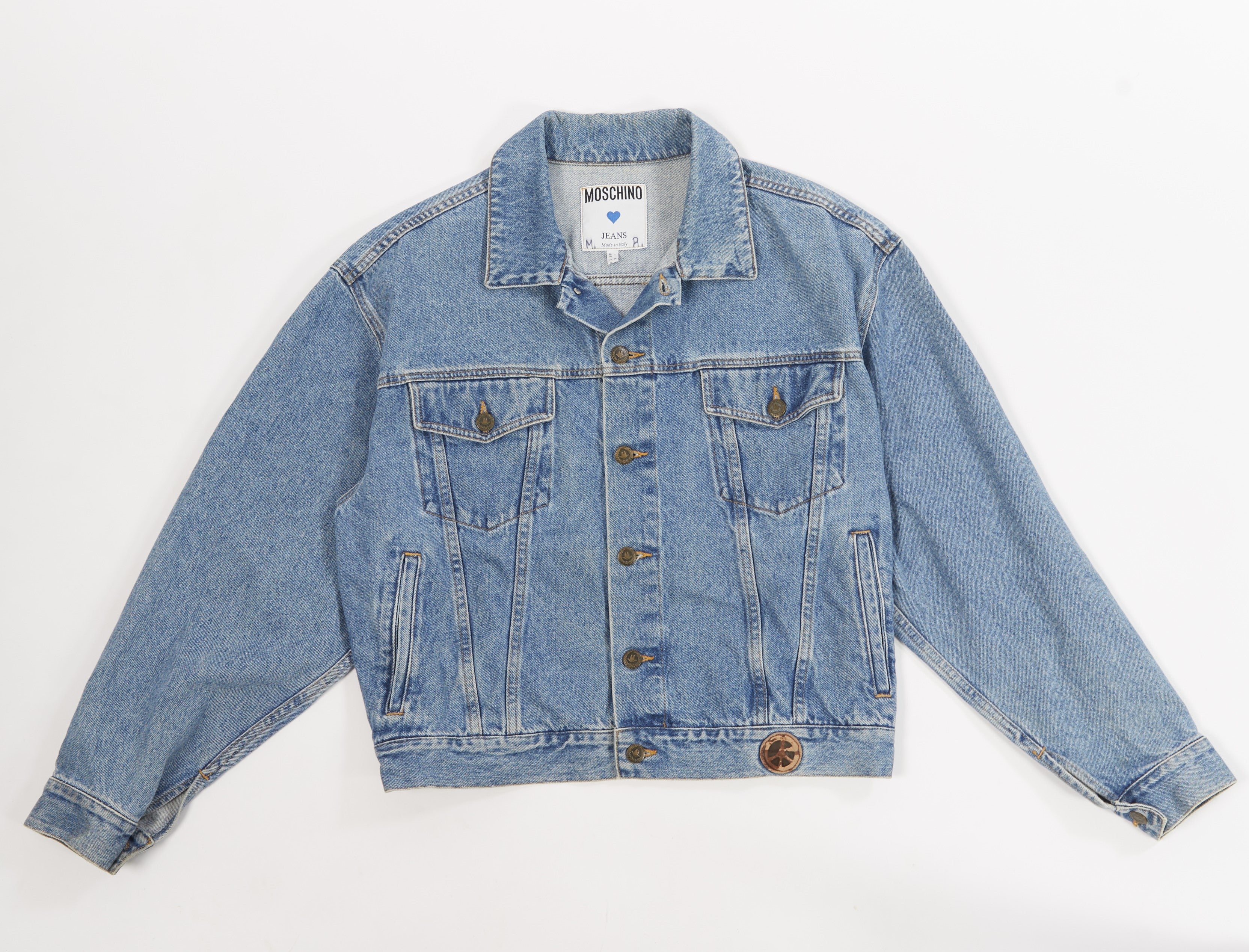 Moschino Cropped Boxy Denim Jacket Vintage 1990's Moschino Jean