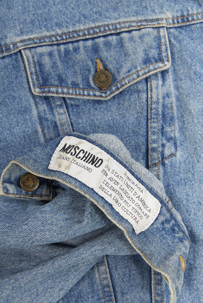 Vintage 1990's Moschino Jean Jacket| Denim Jean Jacket| Medium Light Wash Jean Jacket| Made in Italy| (Boxy size I 48 / USA 32)