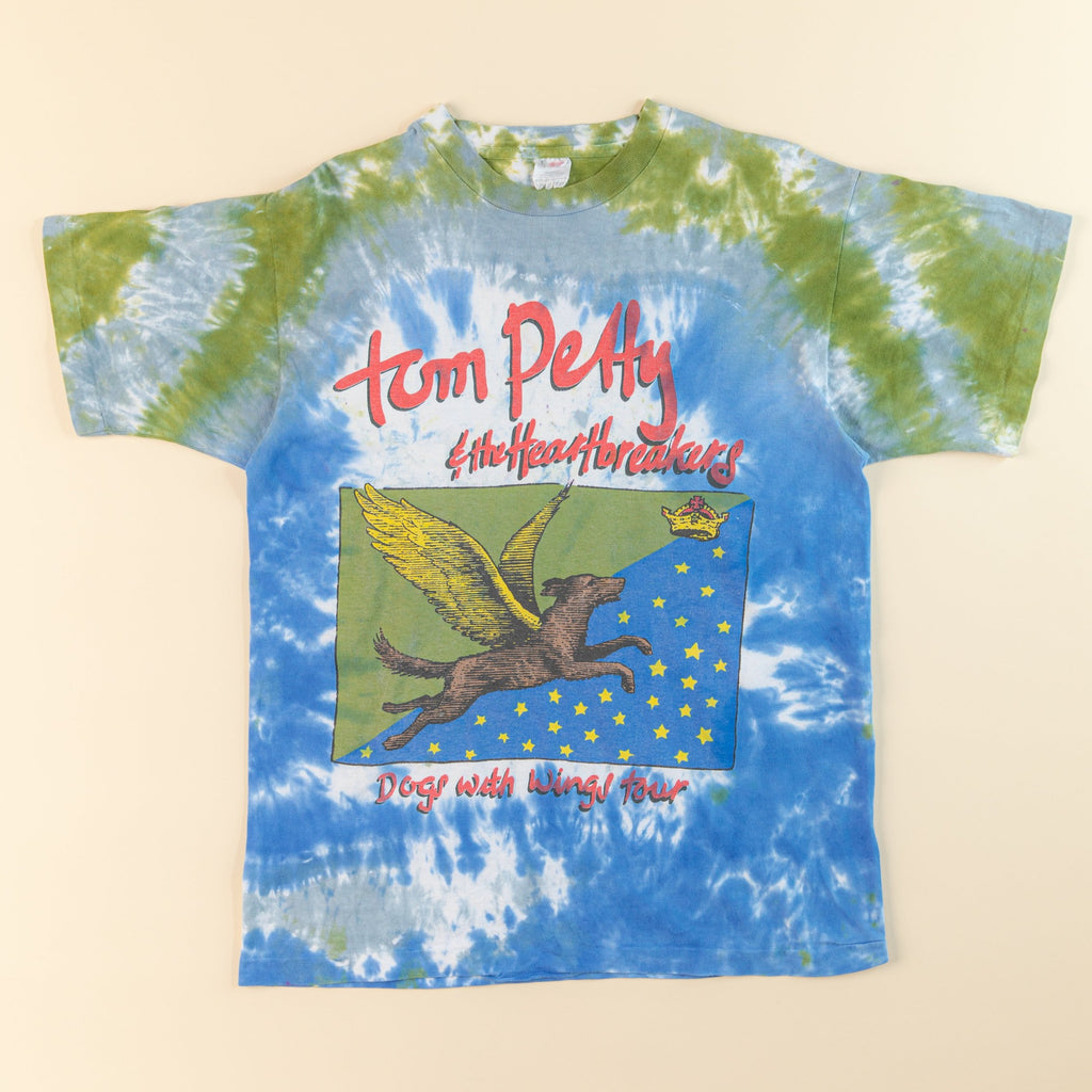 Vintage 1990's TOM PETTY & The Heartbreakers t-shirt | 1995 ''Dogs With Wings Tour" Tie Dye U.S.A. Tour | (Men's Large)