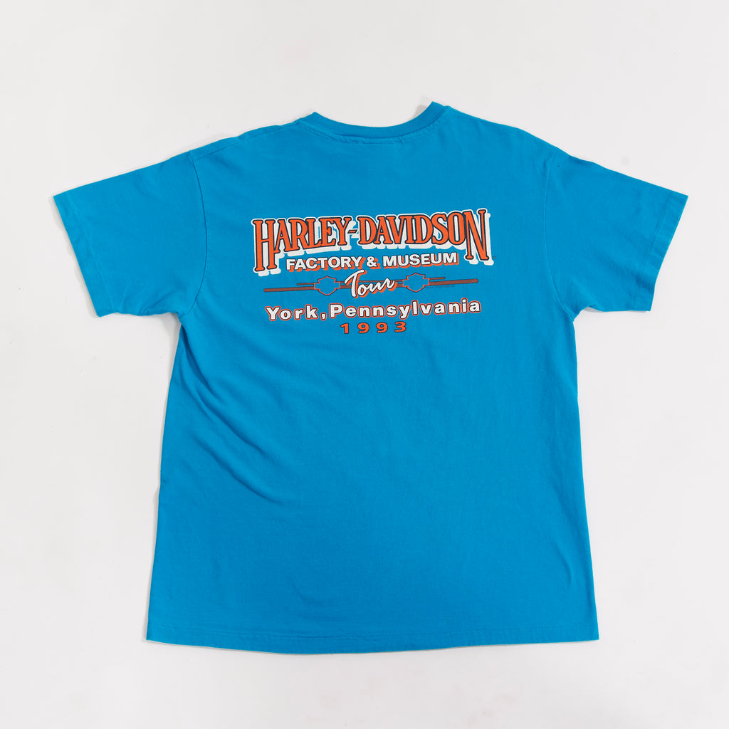 Vintage 1993 Harley-Davidson 90th Anniversary, The York Museum Tour T-shirt (Men's Medium/Large)