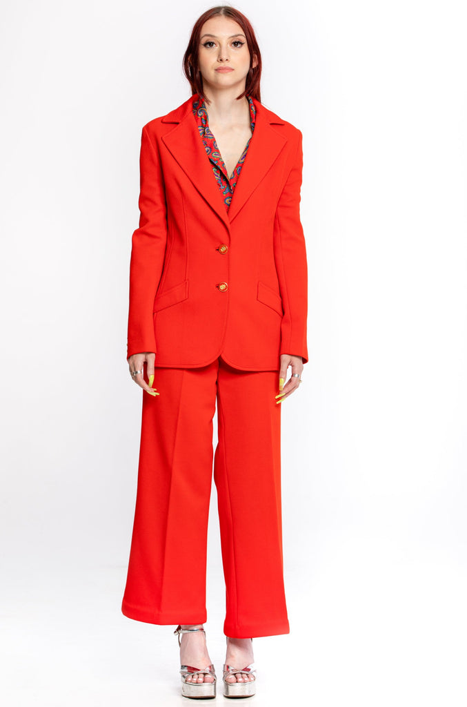 Vintage 70's pantsuit | 70's Flare Suit| 1970's 2 Pieces Red Power Suit by Alex Garay | Vintage Women's Suit (women's small/medium or 8)