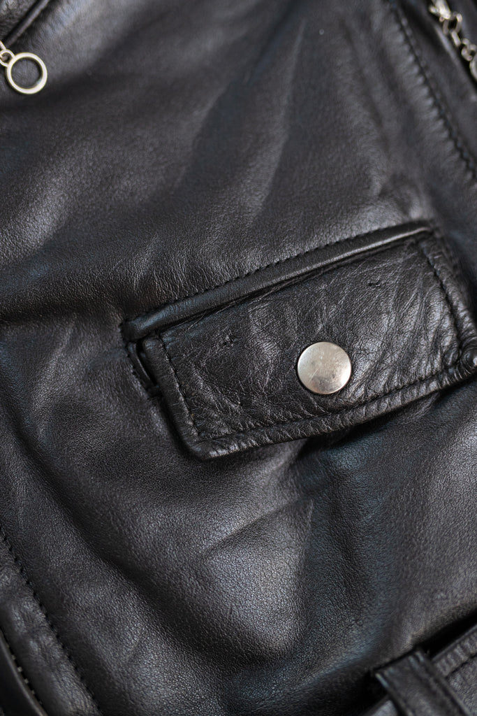 Vintage 80's Outdoor Exchange Moto Jacket Leather Perfecto Jacket Harley Davidson Eagle Patch  Black Moto Jacket (Men's 40)