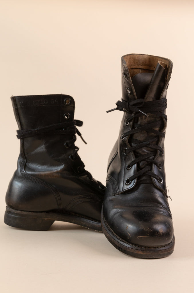 Vintage BF. Goodrich Military Boots GJ October 1964 Vintage 1960's Combat Boots  Black Leather lace up boots Boots  USA Size Men's 7W