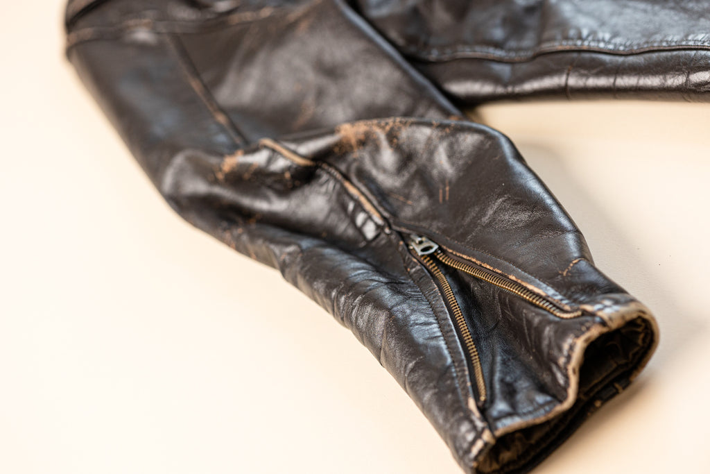 Vintage Brown Cafe Racer Jacket | 1960's Brown Leather Biker Jacket| Patina With Talon Zippers | Quilted Lining Moto Jacket (Men's 38)