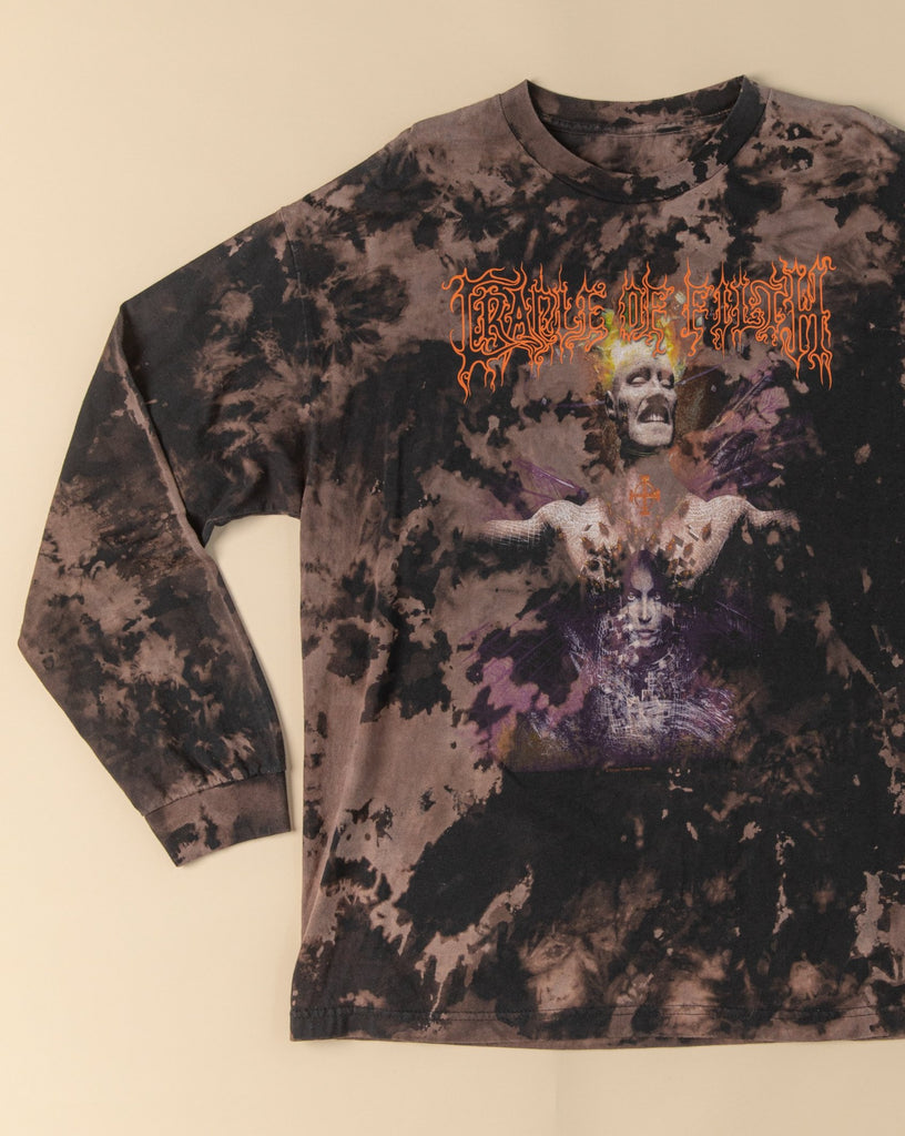 Vintage CRADLE OF FILTH Long sleeve t-shirt  2009 Shat Of Hell Shirt  Acid Dye Graphic shirt  Vintage Black Metal Shirt (Men's X-Large)