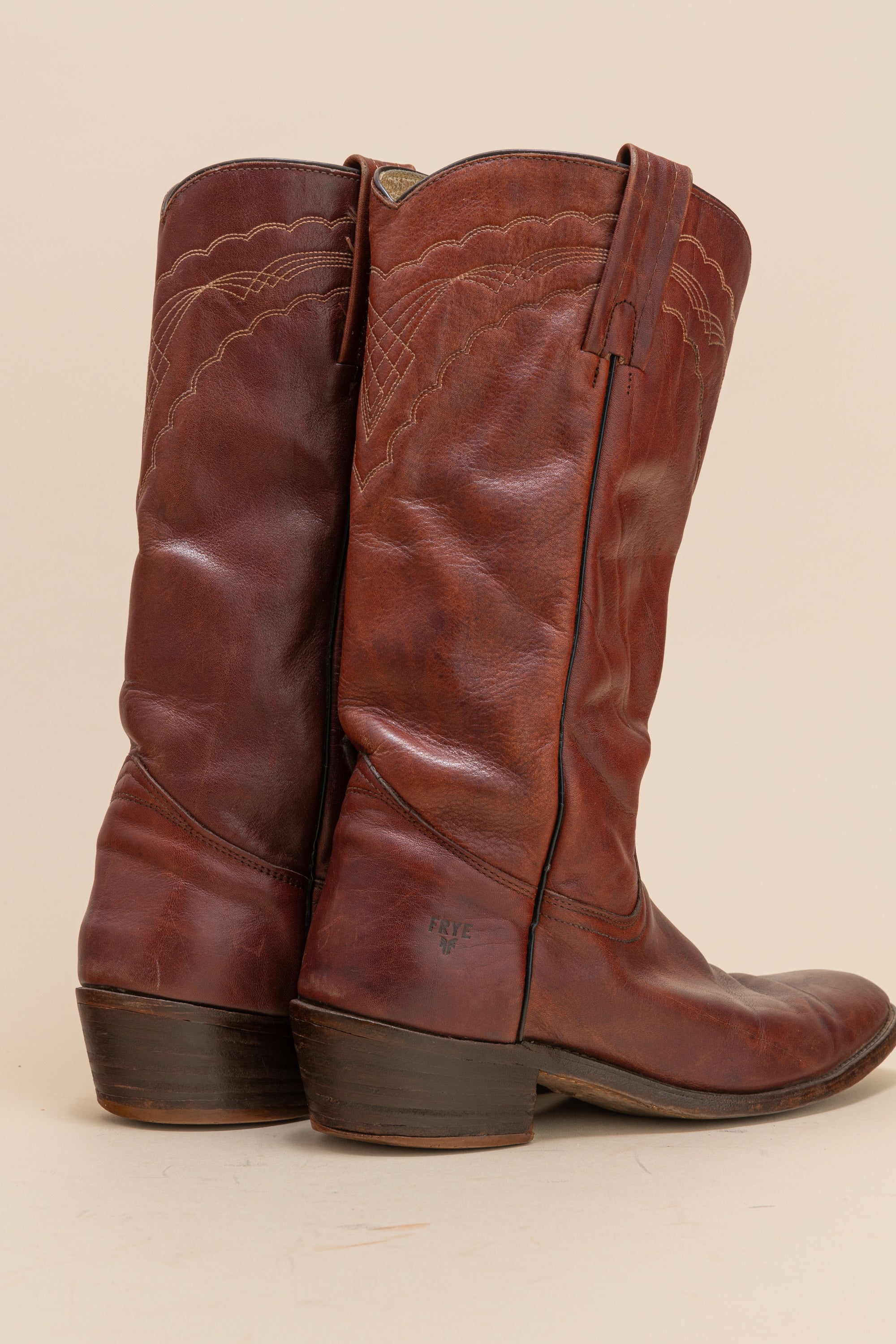 Vintage FRYE Brown Western Boots Brown Cowboy Boots Made in USA Le Widow s Blow