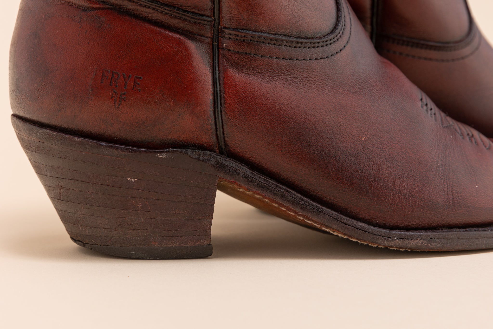 Vintage FRYE Oxblood burgundy Boots made in USA Western Leather Boots Widow s Blow