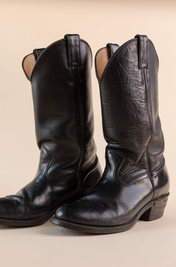 Vintage Harley-Davidson Western Boots 1990's Campus Boots  Black Leather Pull On Boots    Tufgum oil resistant Women's 8