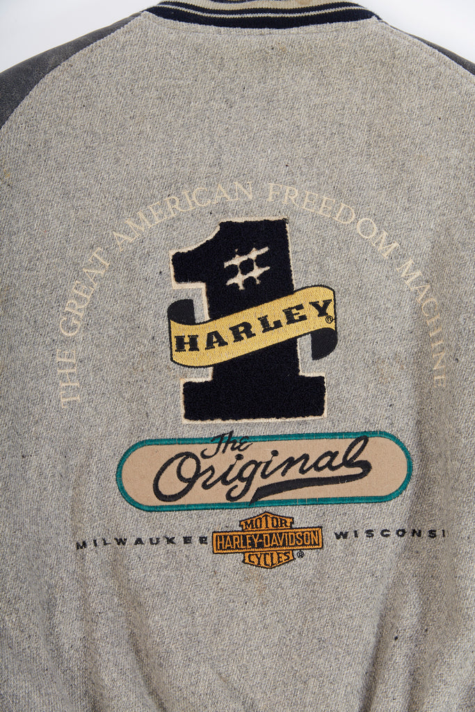 Vintage Leather Harley-Davidson Varsity Jacket| Vintage Letterman Jacket| Harley-Davidson Bomber Jacket| Made in USA| (Men's Extra Large)
