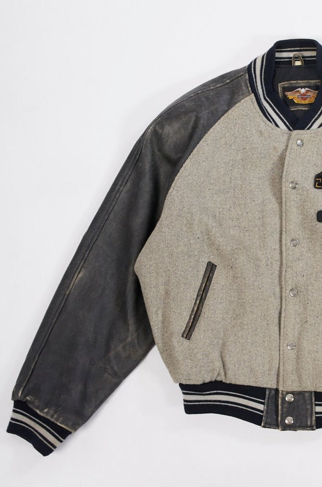 Vintage Leather Harley-Davidson Varsity Jacket| Vintage Letterman