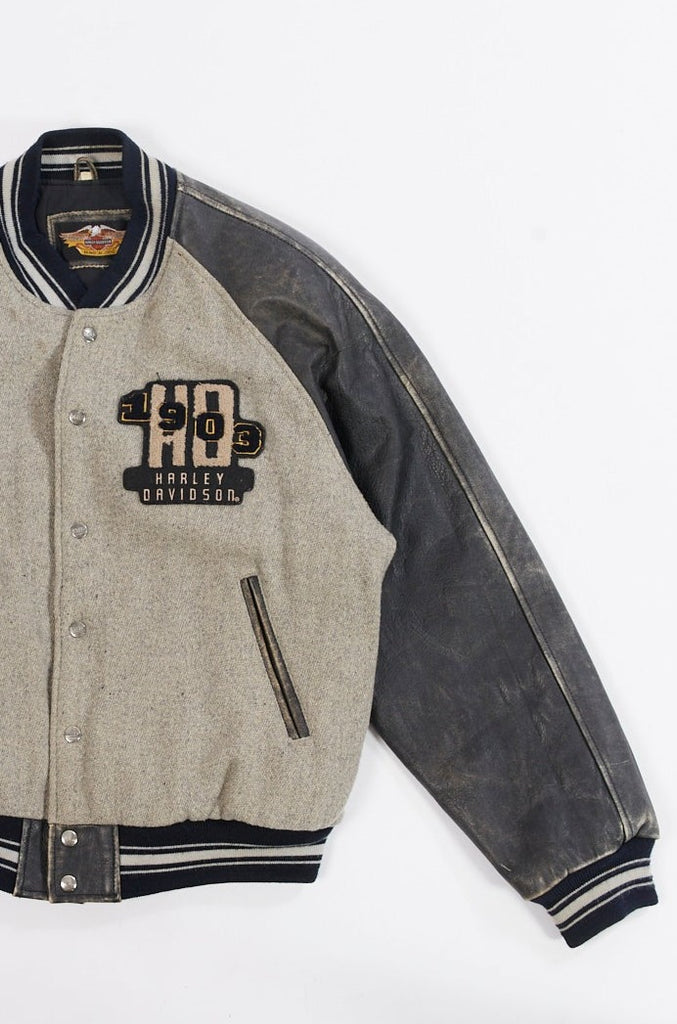 Vintage Leather Harley-Davidson Varsity Jacket| Vintage Letterman Jacket| Harley-Davidson Bomber Jacket| Made in USA| (Men's Extra Large)