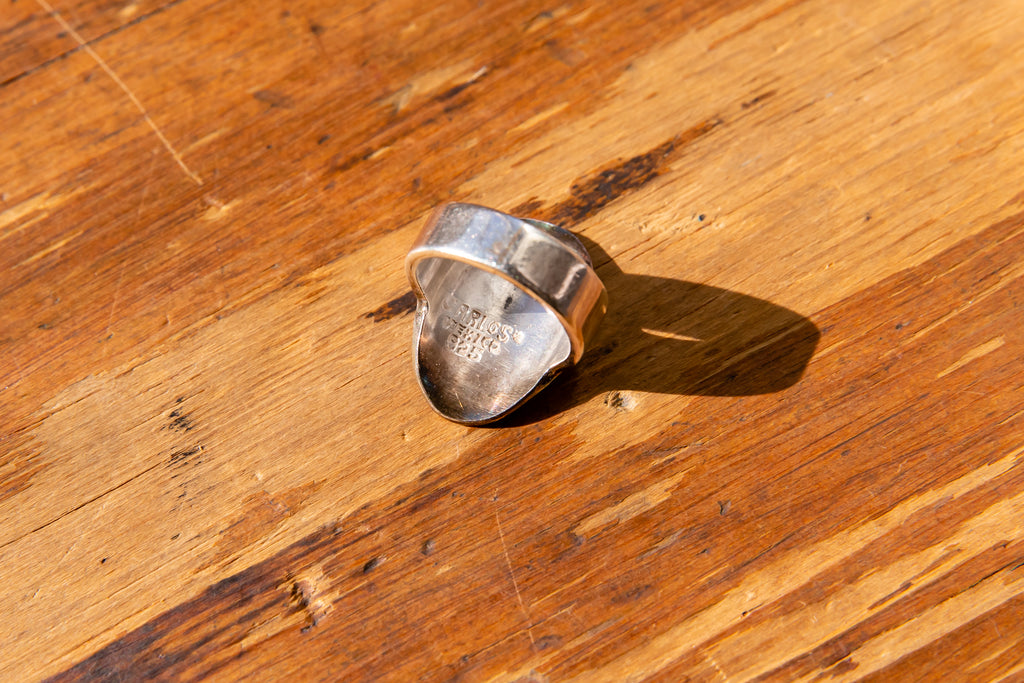 Vintage Malachite Silver ring | Navajo style ring | 925 silver | Size 7.5