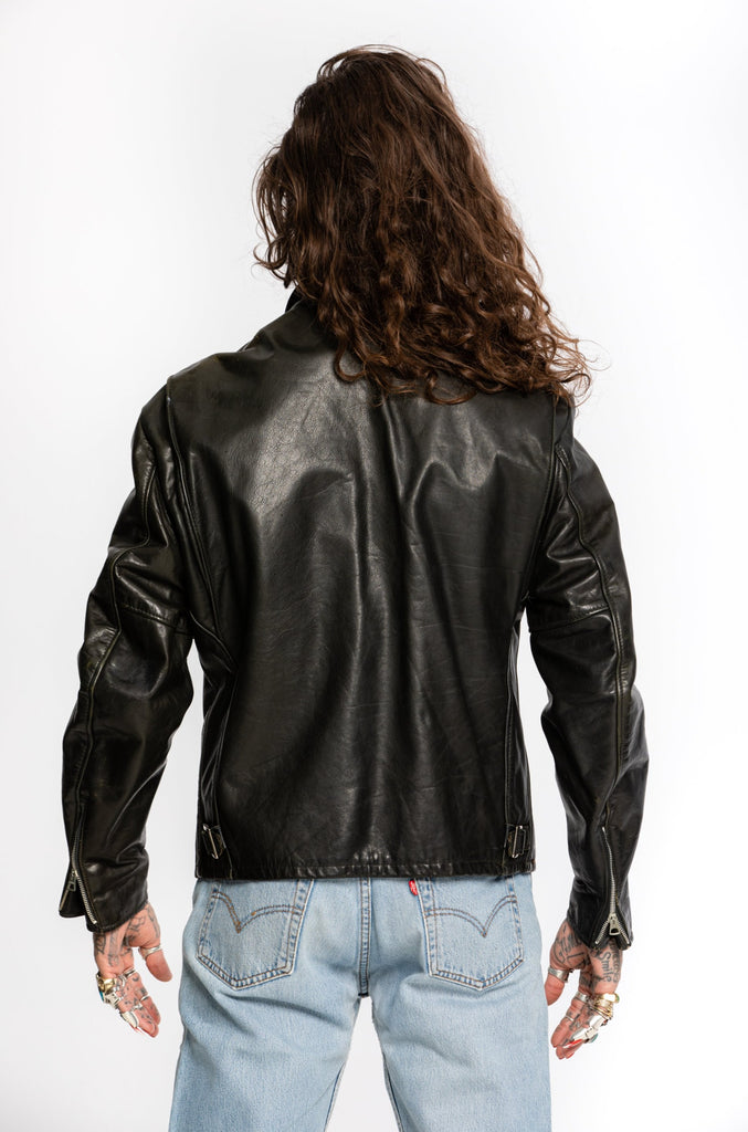 Vintage 1970's Leather Cafe Racer Jacket | Leather Biker Jacket (Men's 42)