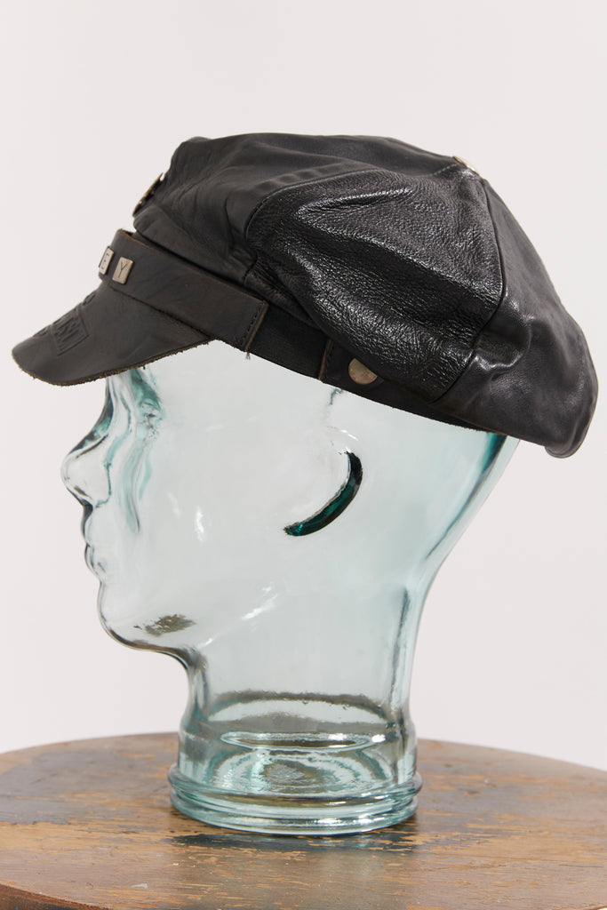 Vintage RARE 70's Harley-Davidson Motorcycle Newsboy Hat Leather Cap (size Medium)