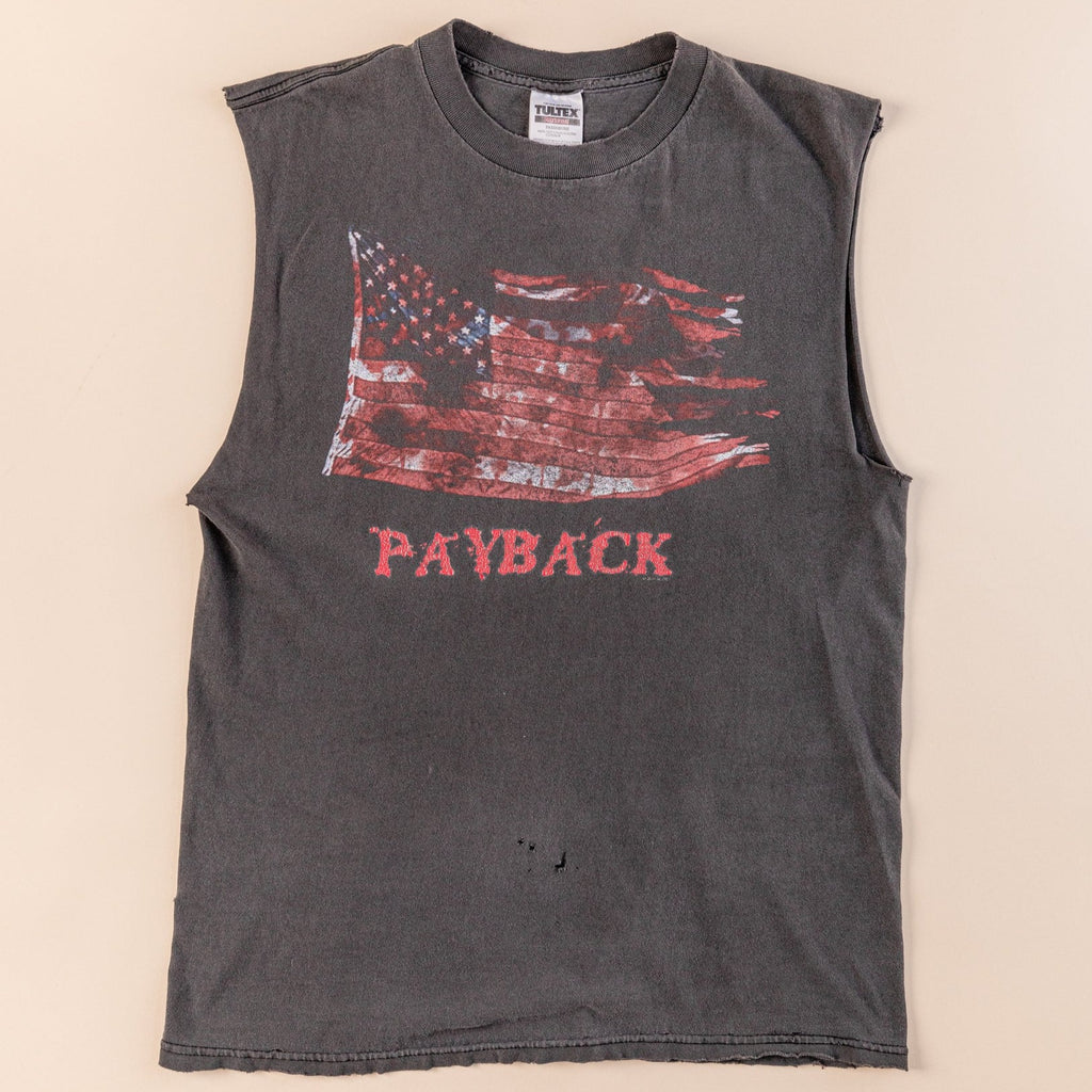 Vintage Slayer Payback Shirt| Distress Sleeveless | Slayer Sleeveless | When you draw first blood you can't stop this fight (men's Large)