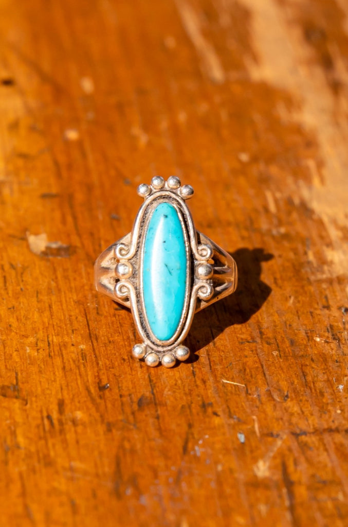 Vintage Turquoise Silver ring | navajo style ring | 925 silver | size 6