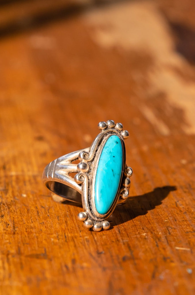 Vintage Turquoise Silver ring | navajo style ring | 925 silver | size 6