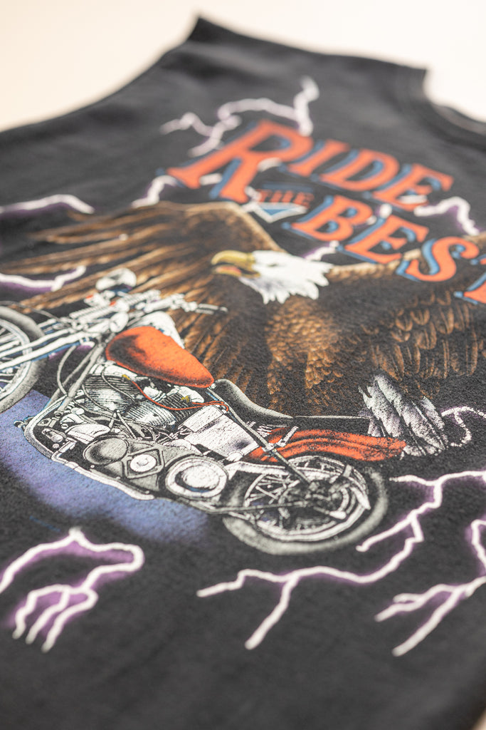 Vintage USA Thunder '' Ride The Best'' T-shirt| 90's American Thunder | Screaming Eagle | Motorcycle Sleeveless Shirt (Men's XL)