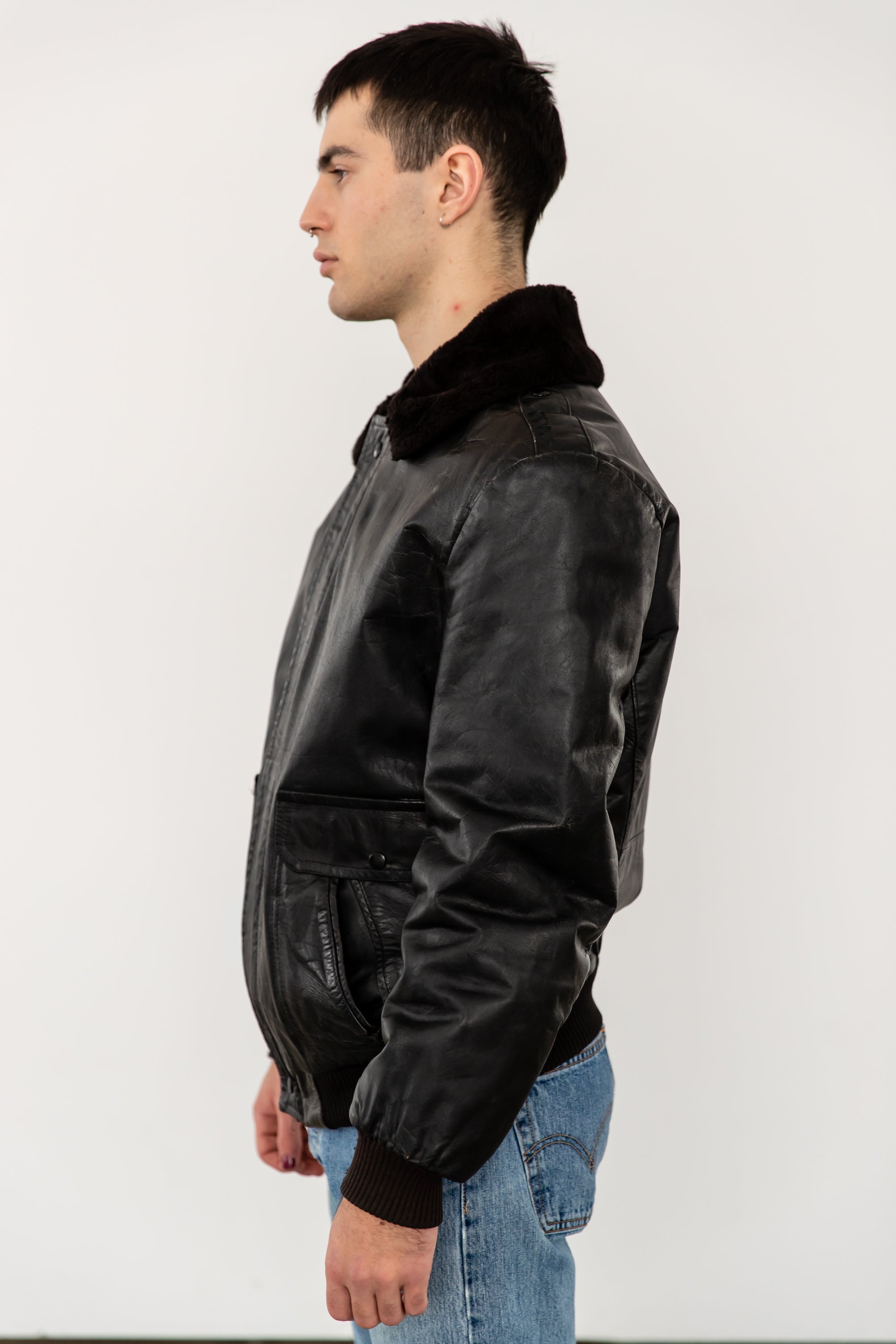 1980's Vintage G1 Flight Bomber Aviator Style Leather Jacket with