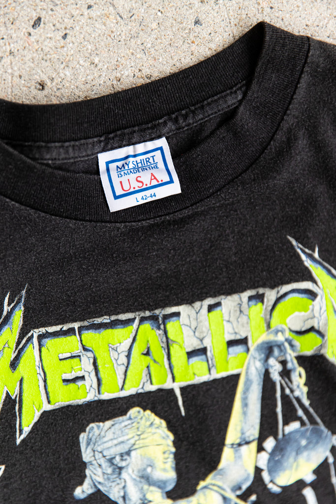 1988 METALLICA JUSTICE FOR ALL '' HAMMER OF JUSTICE CRUSHES YOU'' T-SHIRT