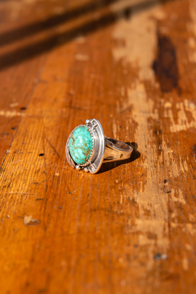 Vintage Turquoise Silver ring | Navajo style ring | 925 silver | Size 11
