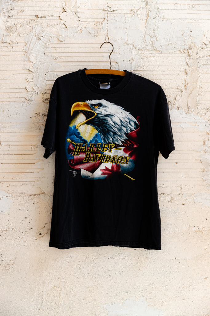 1990's, RARE Vintage, Harley-Davidson, Eagle, Canadian flag, Dartmouth, Nova Scotia, Single Stitch, T-Shirt