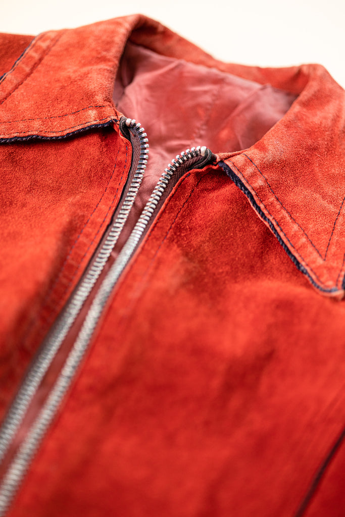 Vintage 1970's Orange Suede Jacket | Dagger Collar Jacket | Vintage western Suede Jacket | 70's western suede Jacket | Men's Small