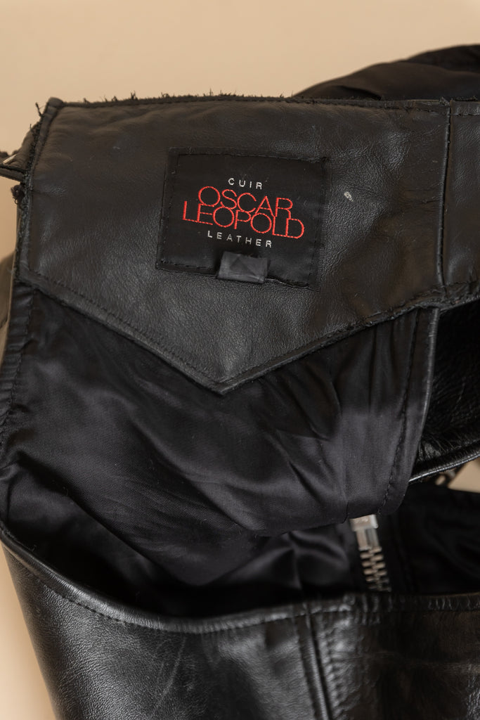 1980's vintage black Leather Chaps| Oscar Leopold Leather| Cowboy Leather Chaps| Men's Leather Chaps| Biker Leather Chaps (men's Small)