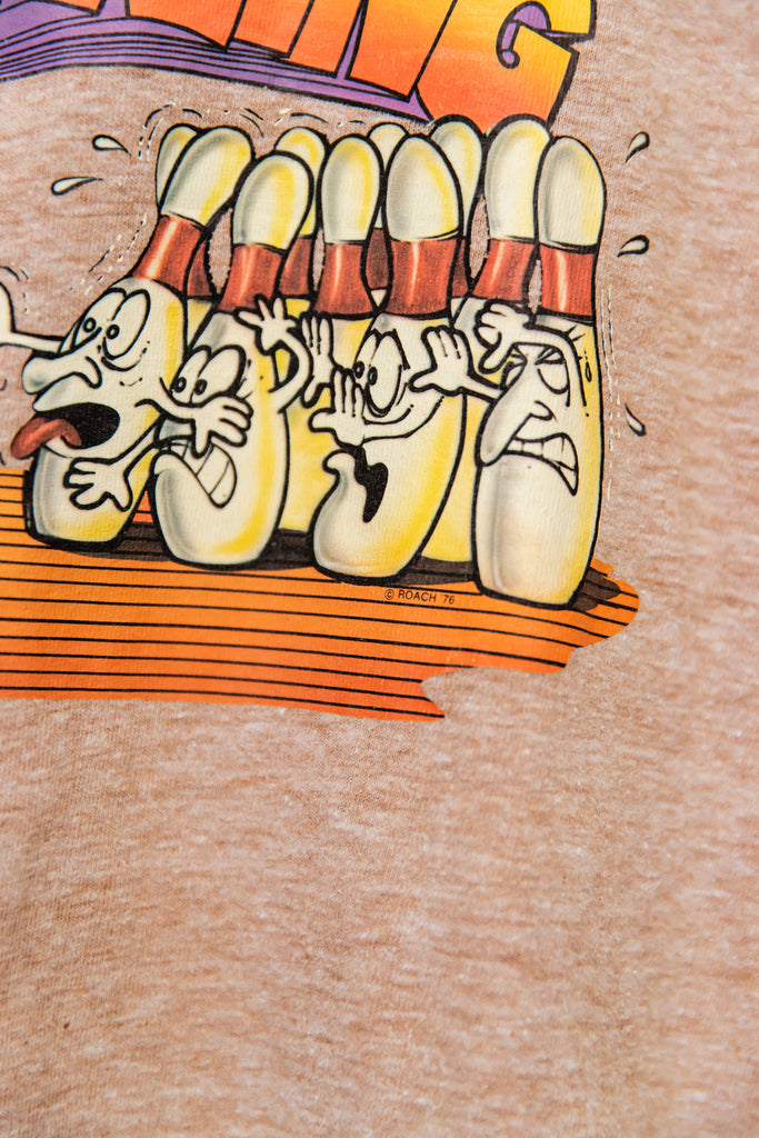 1976, Vintage, ''Iron on Print ''Bowling, Ringer T-Shirt (Mens Medium)