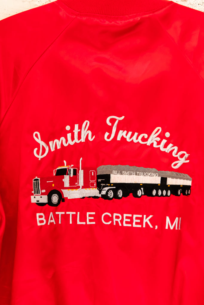 1980's, Vintage, Smith Trucking, Battle Creek MI, Satin, Bomber, Jacket (Men's Medium)