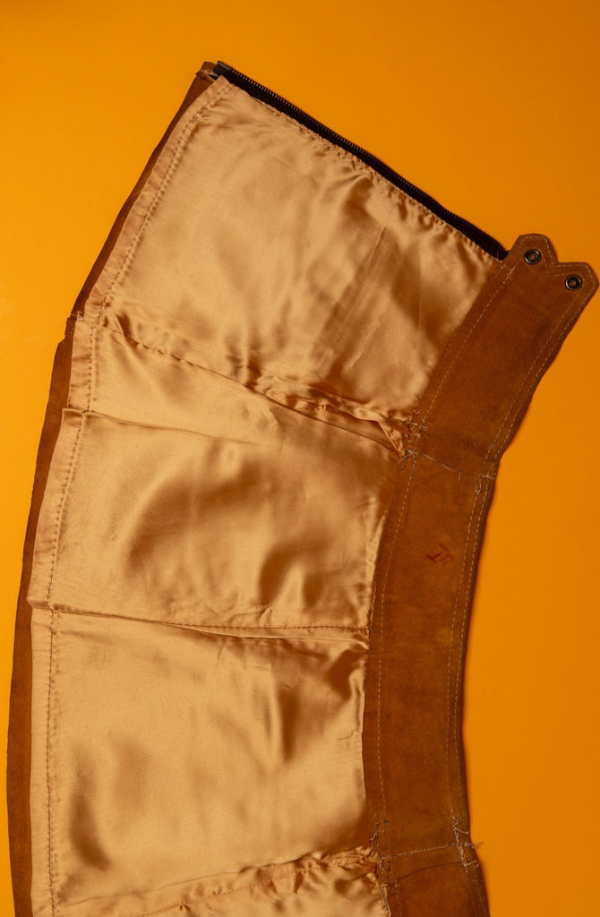 1960's Vintage Gogo Camel Brown Suede Mini Zip up Skirt (women's XS - w25)