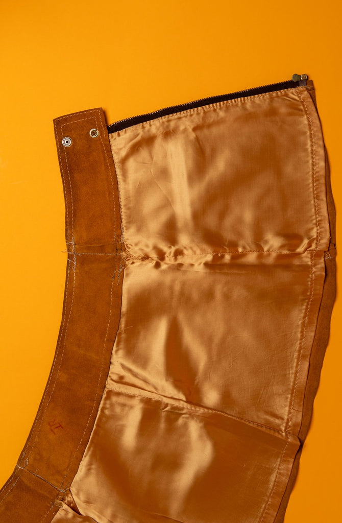 1960's Vintage Gogo Camel Brown Suede Mini Zip up Skirt (women's XS - w25)