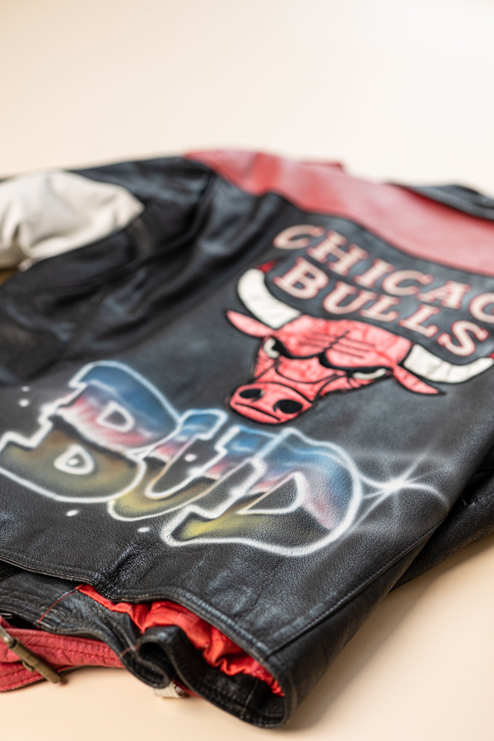 vintage Chicago Bulls Moto Jacket Pro Player By Daniel Young air Brush –  Widow's Blow